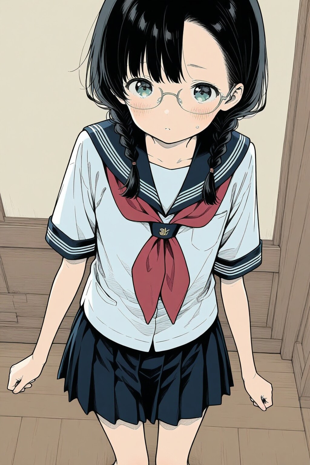 眼鏡三つ編み 15歳少女