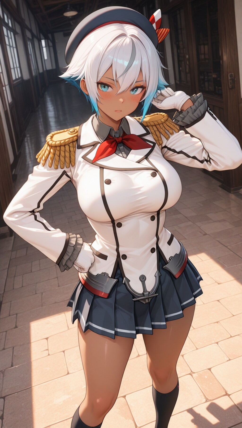 艦隊これくしょん・鹿島のコスプレしたショートヘアっ娘