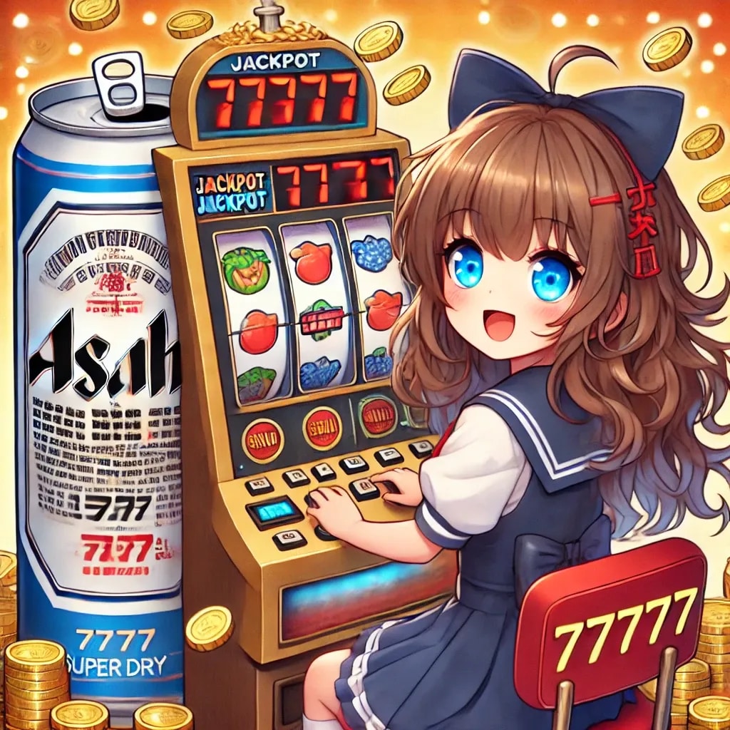 ビール缶スロットで遊ぶ小さな女の子