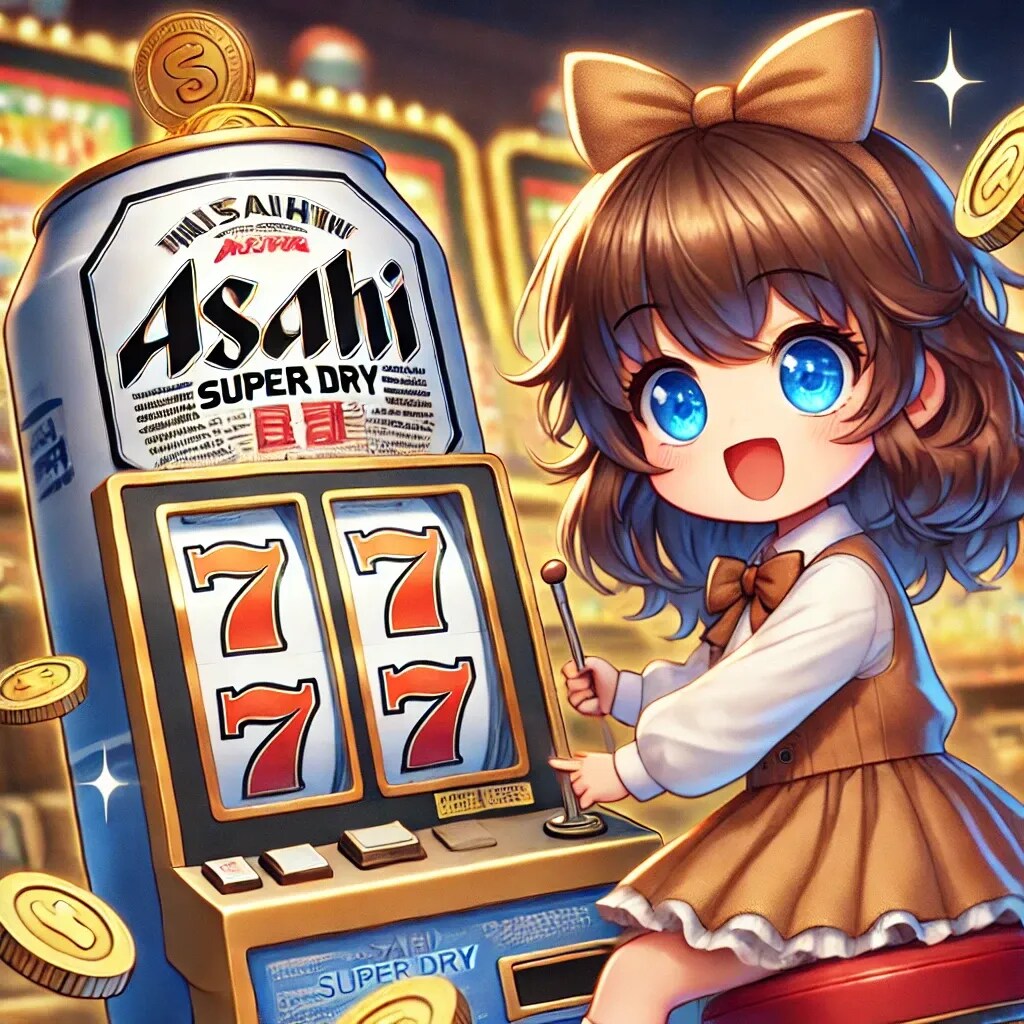 ビール缶スロットで遊ぶ小さな女の子