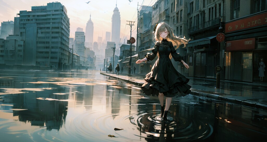 街と水たまり、少女143