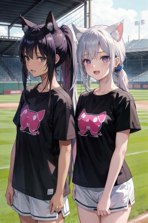 ネコミミx2＠野球場：紫ちゃん４