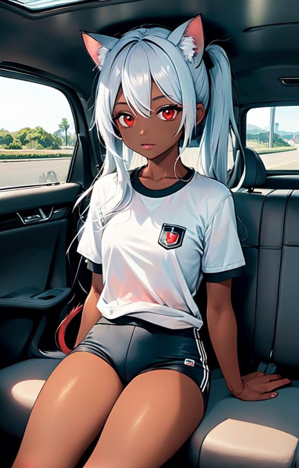 褐色猫娘とのドライブ