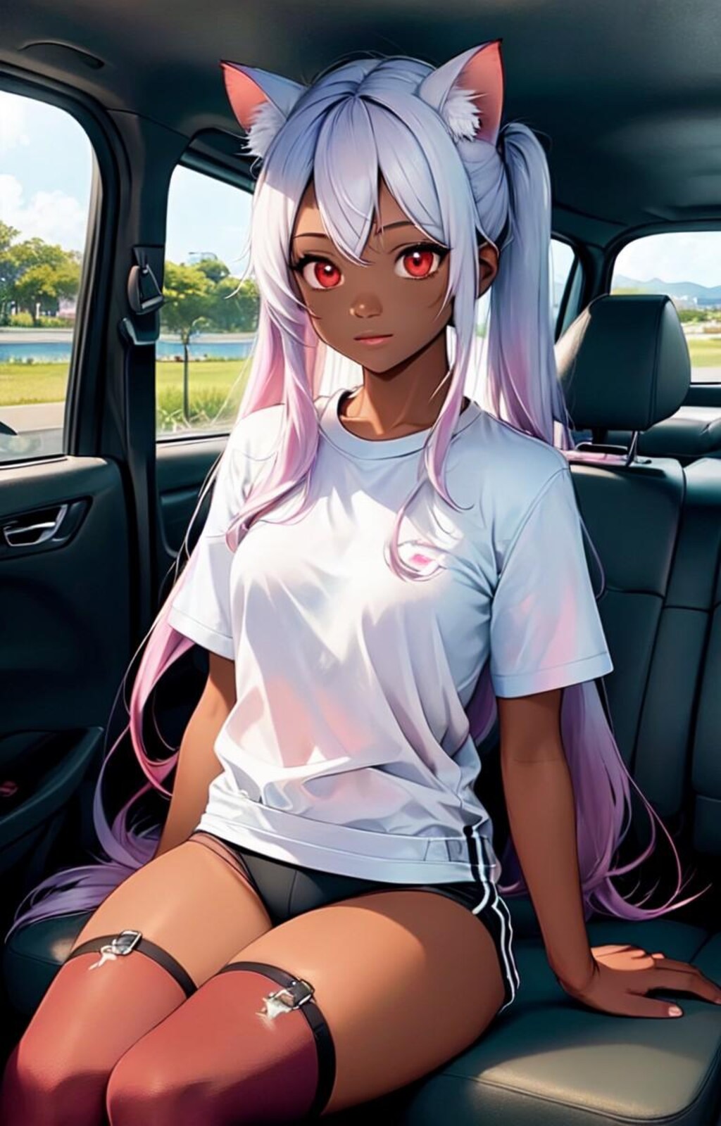 褐色猫娘とのドライブ