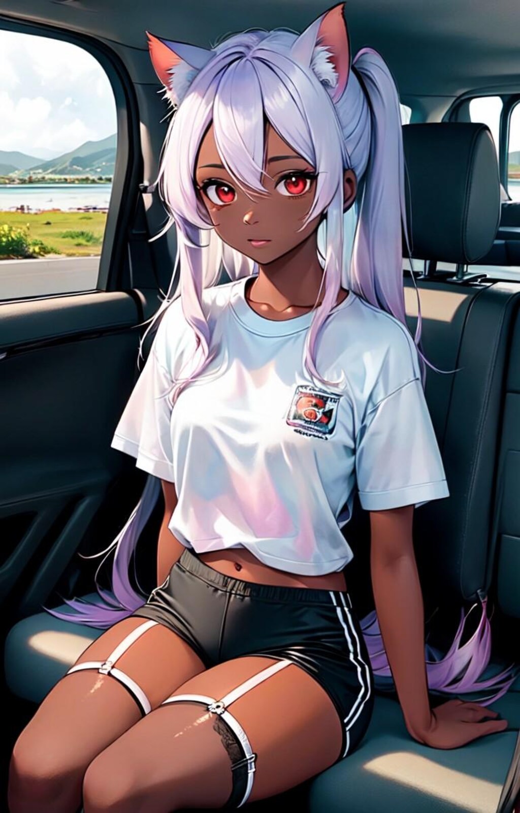 褐色猫娘とのドライブ