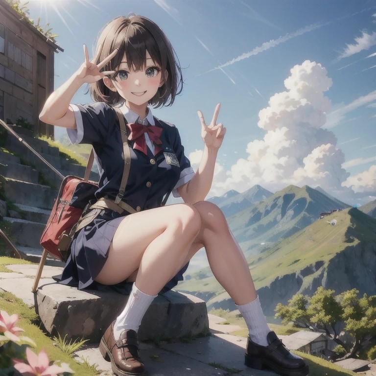 山の空気最高♪お兄ちゃんも一緒に来ればよかったのに～あと30Kgダイエットしたらだけどねっ