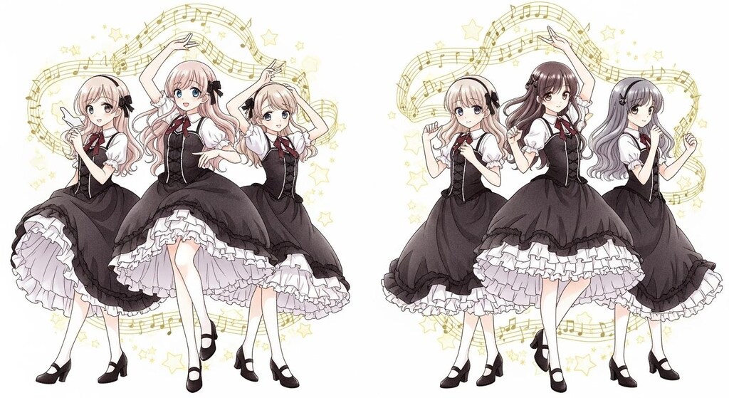 お嬢様のお清楚ダンス♪（仲良しパーティーダンス♪最後の2枚はフィギュア風）