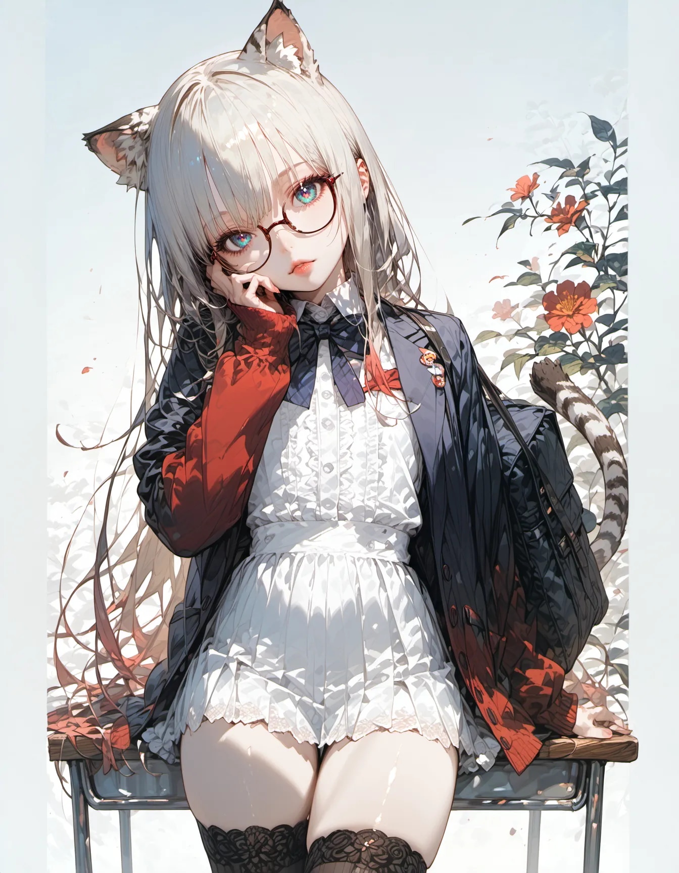 Neko Student's Casual Gaze | の人気AIイラスト・グラビア