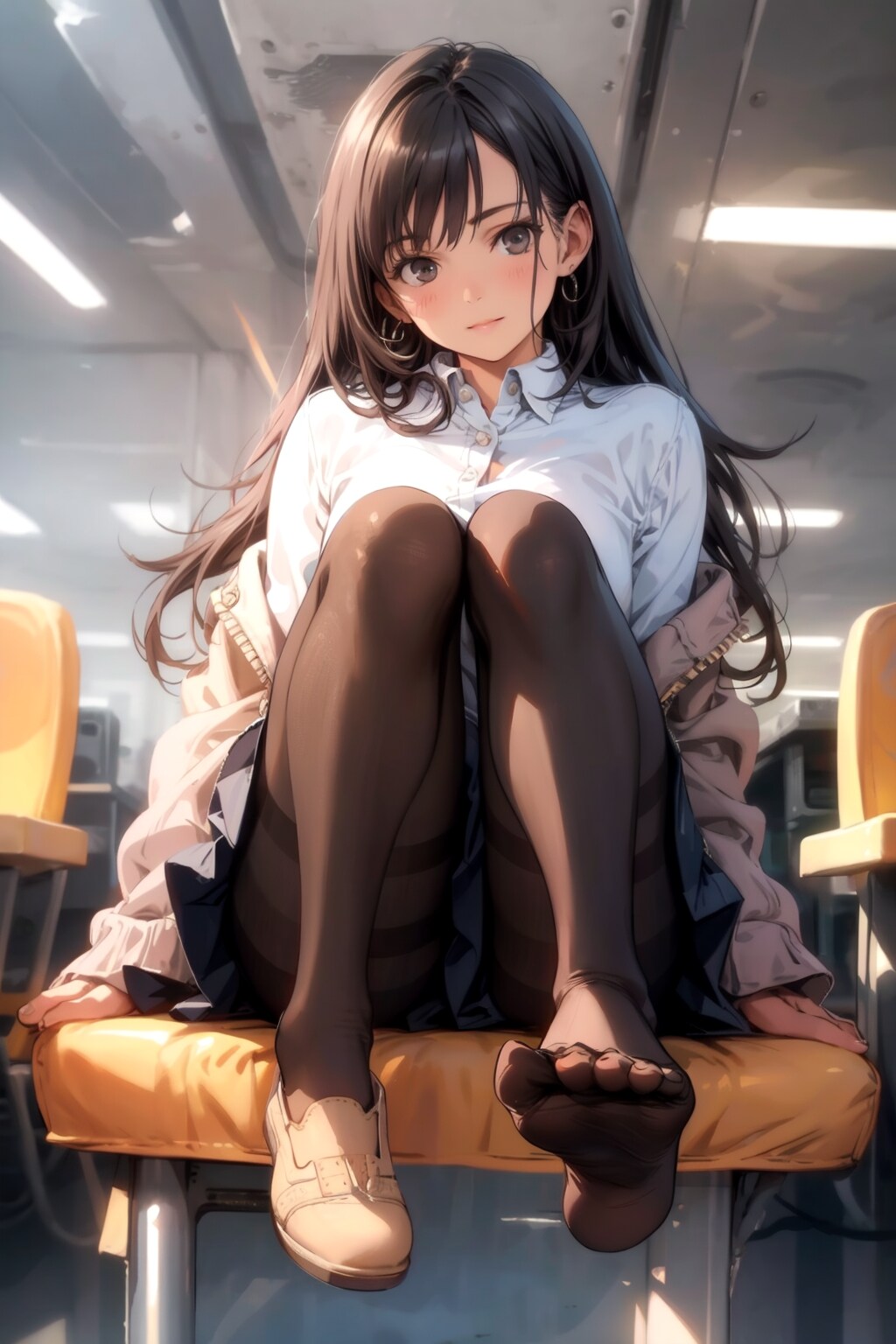 パンストのつま先へ