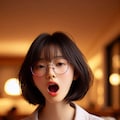 眼鏡女子 楓のあくび 3枚目