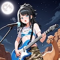 月夜のオアシスでギターを弾く灯織(ちちぷい版) 2枚目