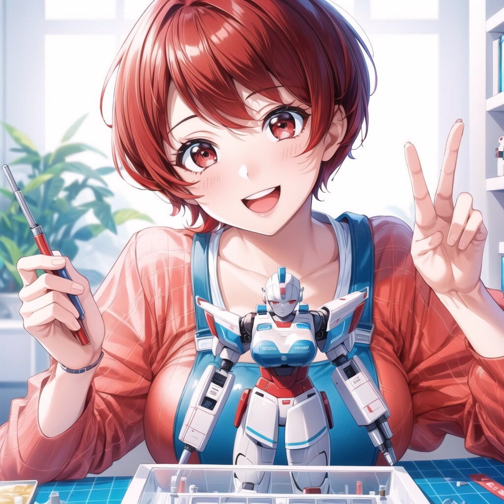 プラモデルを作るガテンちゃん