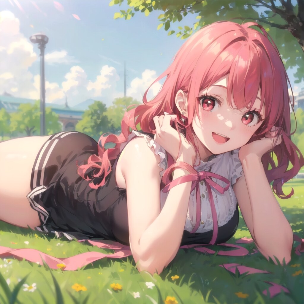 原っぱでひなたぼっこ