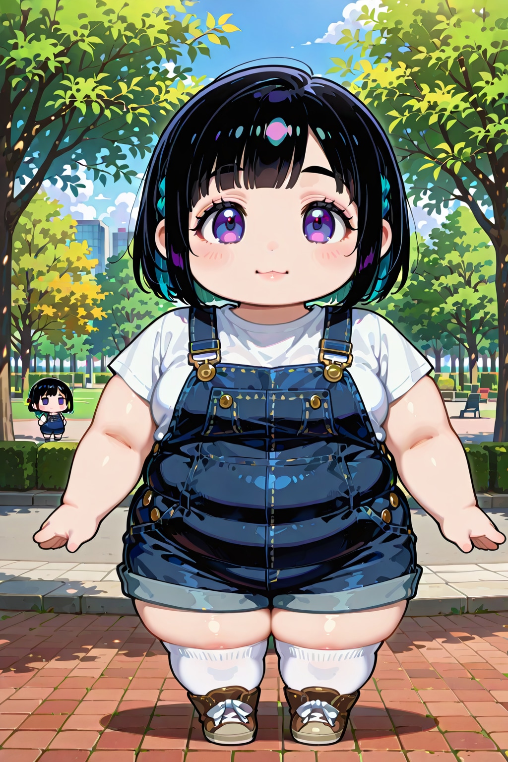 公園にいるぽっちゃりしたちびキャラ | の人気AIイラスト・グラビア