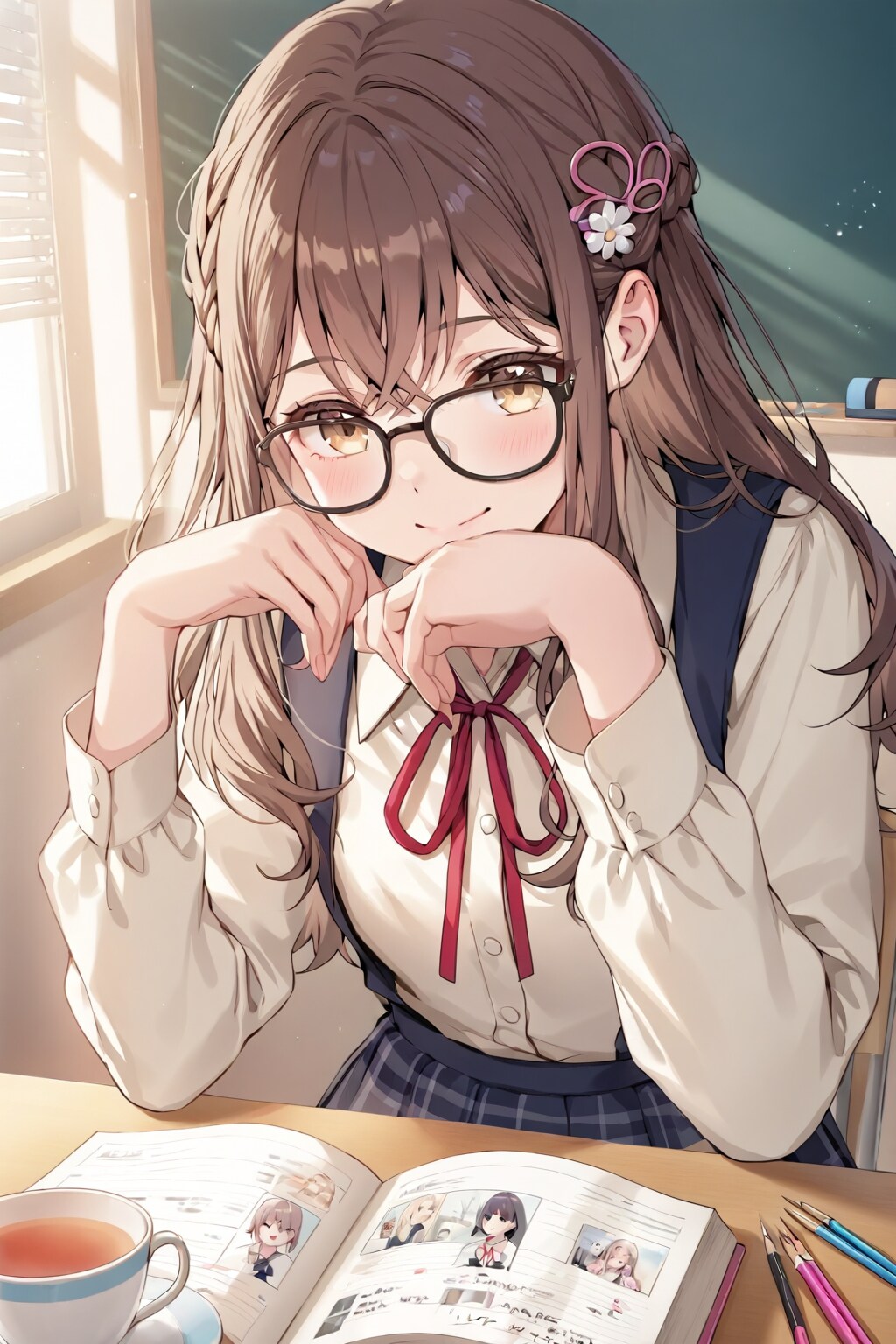 茶髪黒縁眼鏡ちゃん | の人気AIイラスト・グラビア
