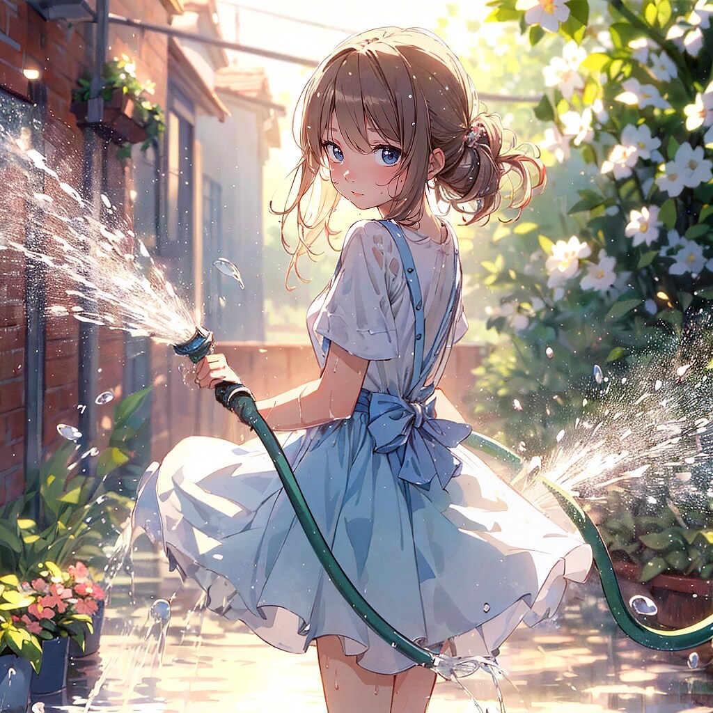 水を撒く少女①