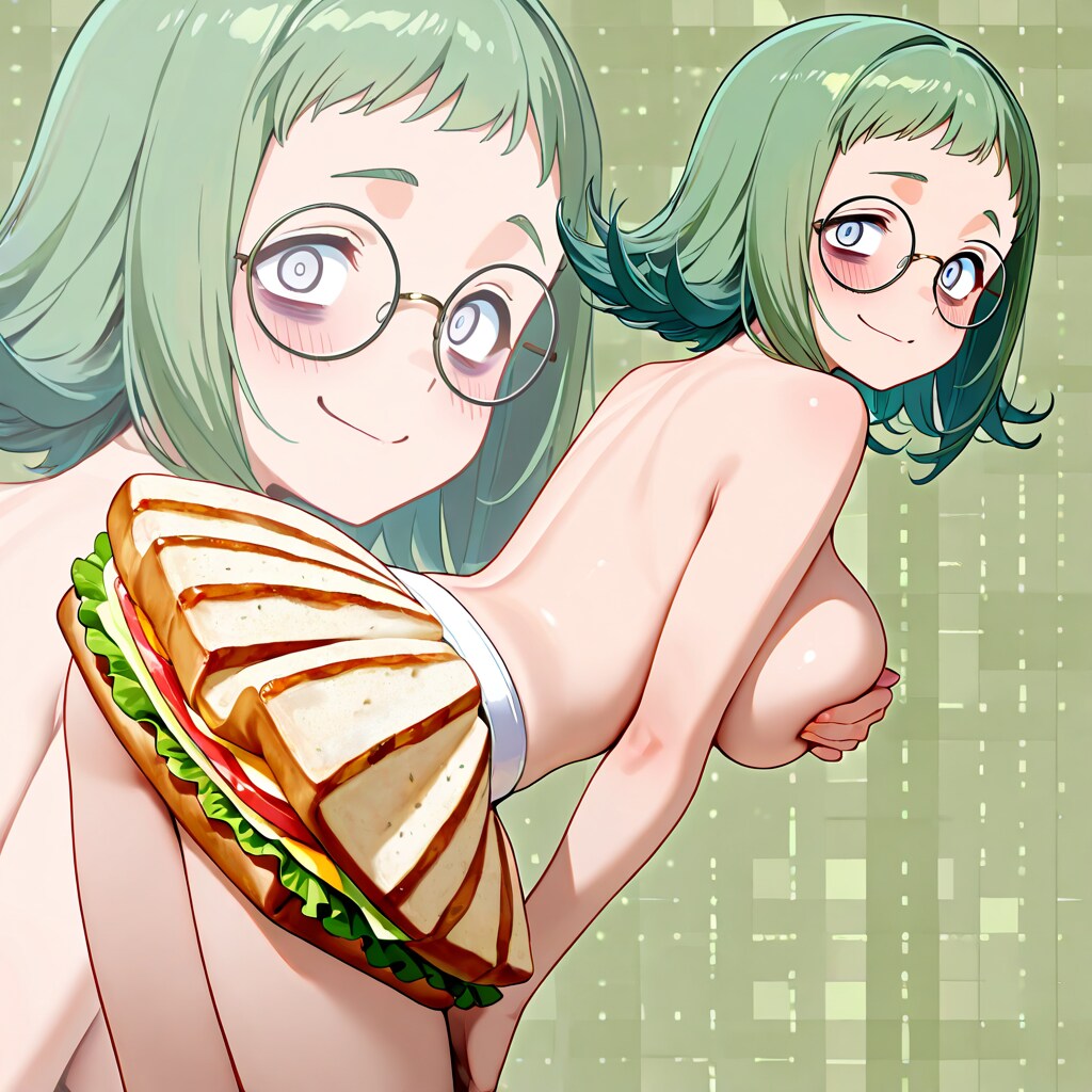 手ブラでサンドウィッチ