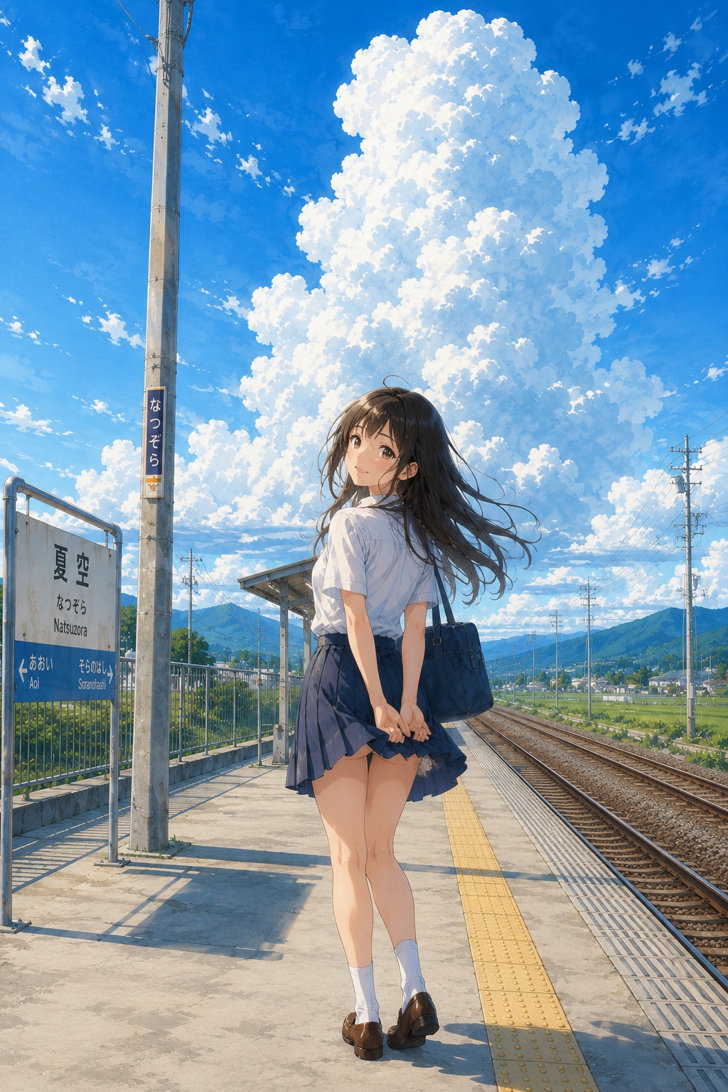 駅のホームの少女