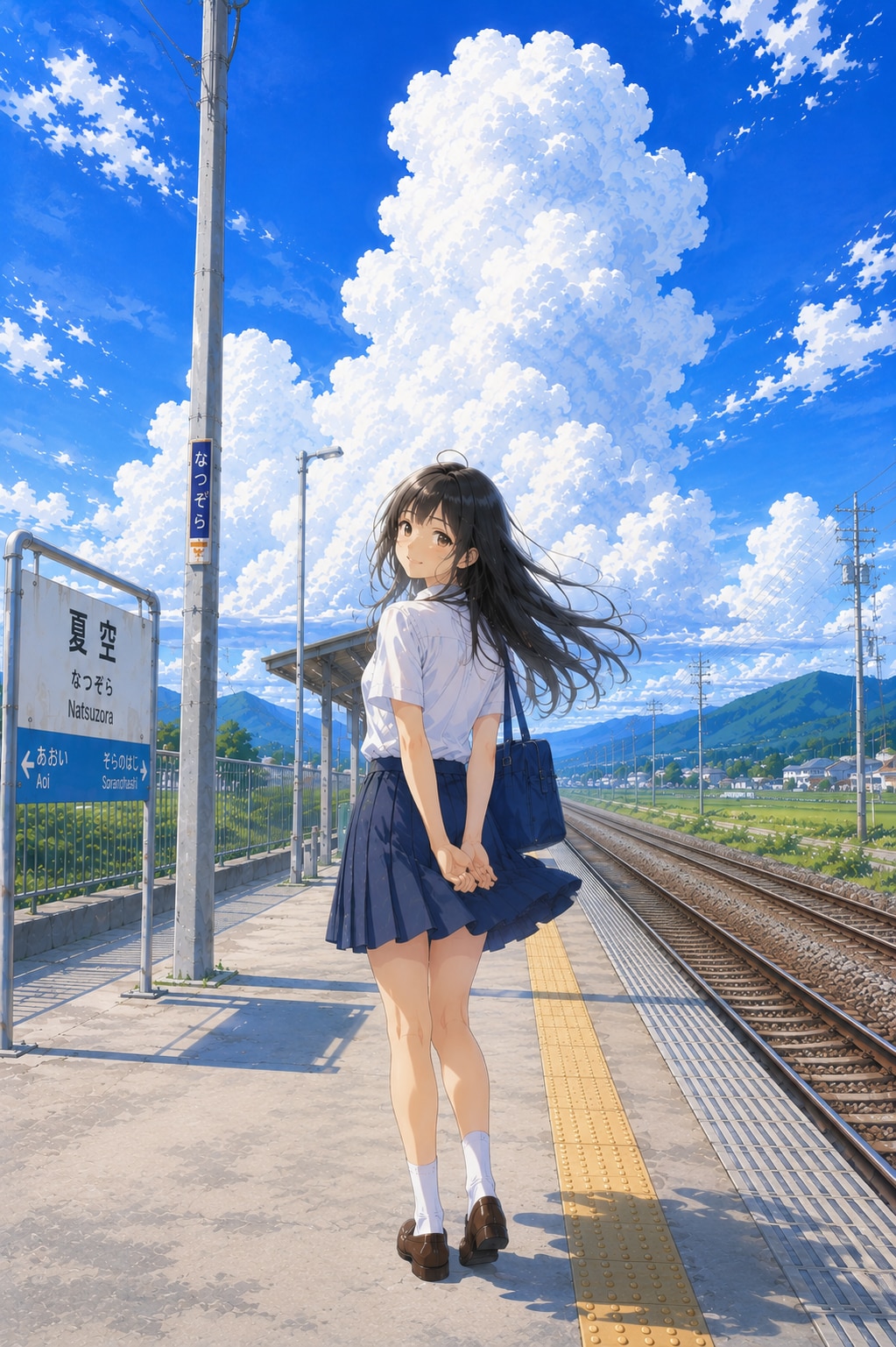 駅のホームの少女