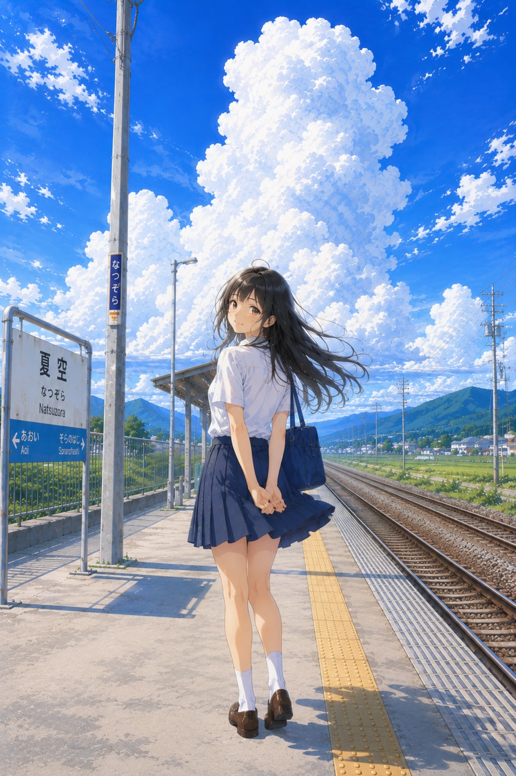 駅のホームの少女
