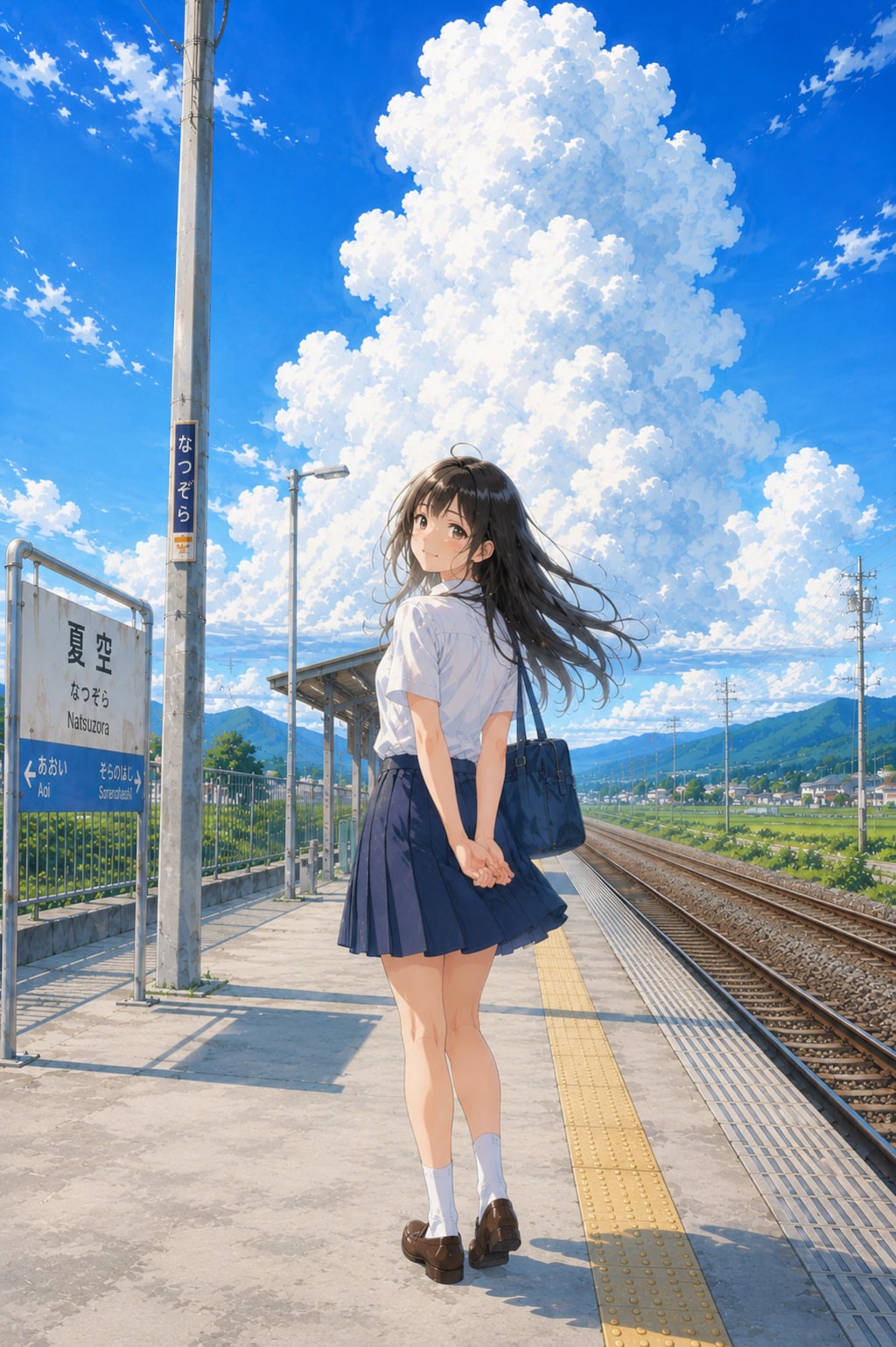 駅のホームの少女