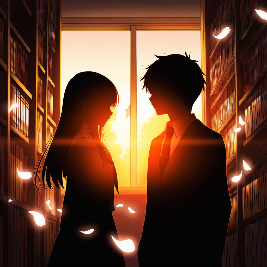 夕日の中
