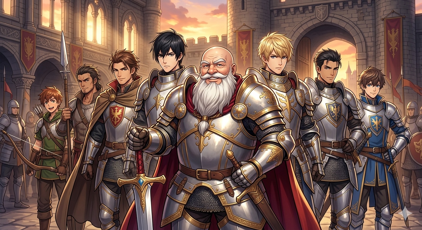 イケメン戦士7英傑を従える百戦錬磨のナップル100 | の人気AIイラスト・グラビア