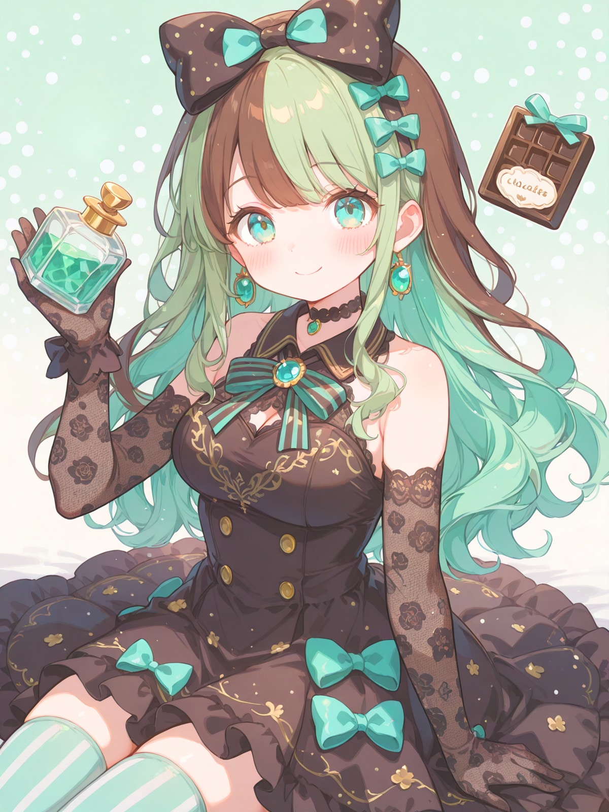 チョコミントノワールドレス | の人気AIイラスト・グラビア