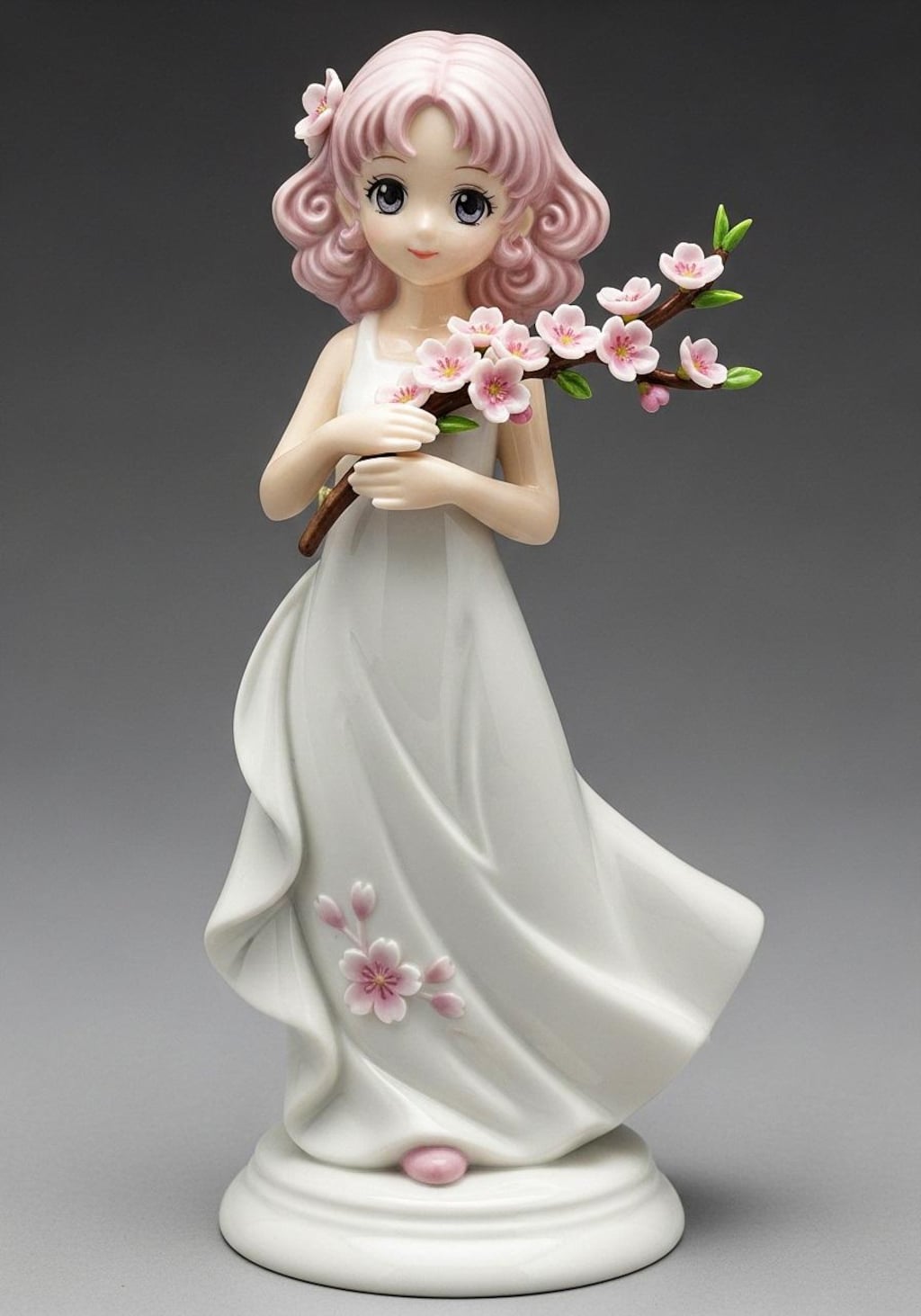 桜の枝を持つ少女