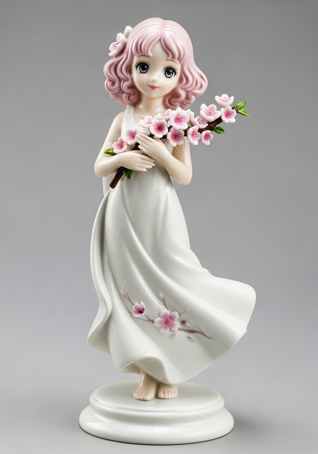 桜の枝を持つ少女