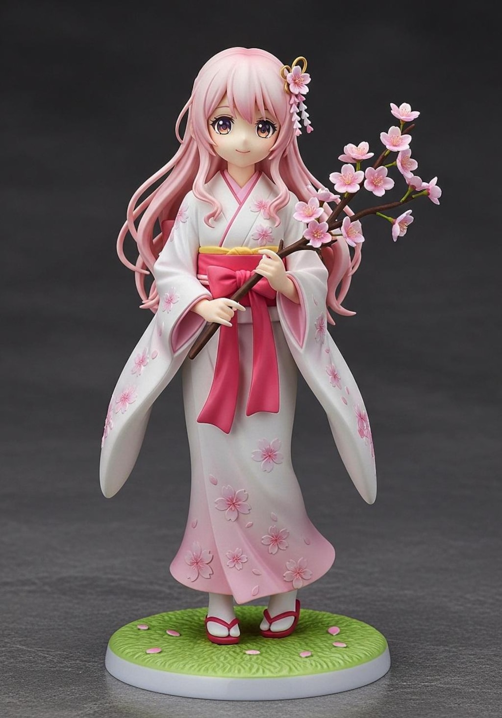 桜の枝を持つ少女