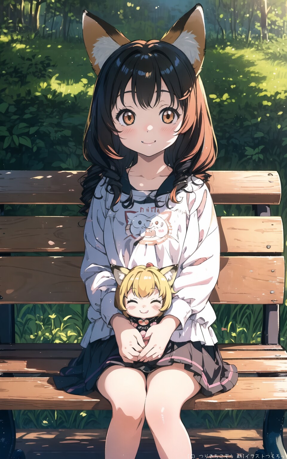 子猫と戯れる女の子