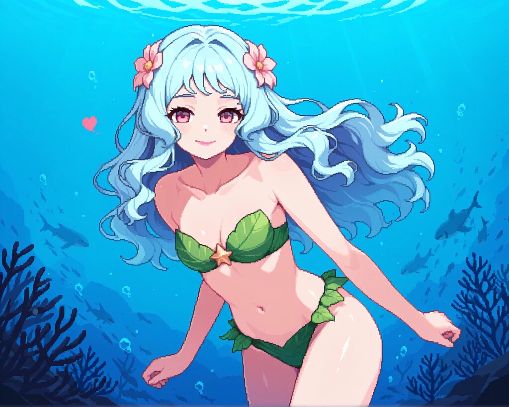 葉っぱの上の女の子たち