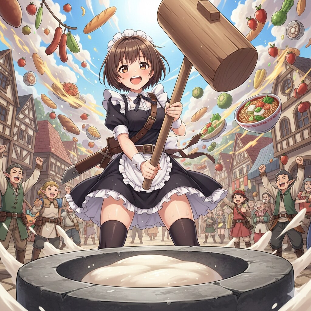 グルメワールドの餅つき