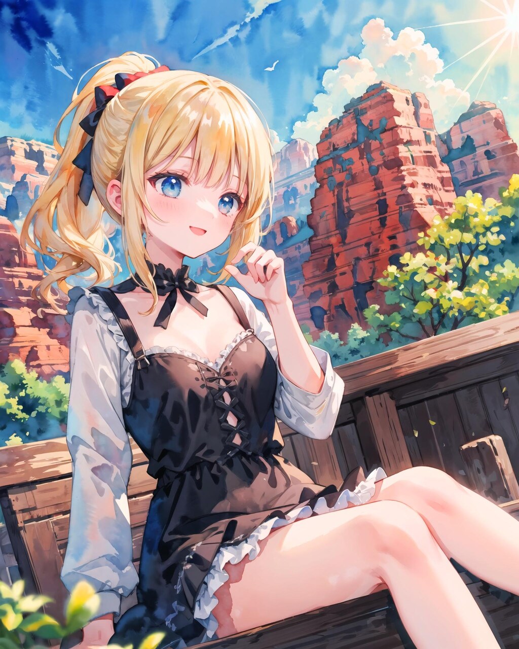 アメリカ旅行の少女