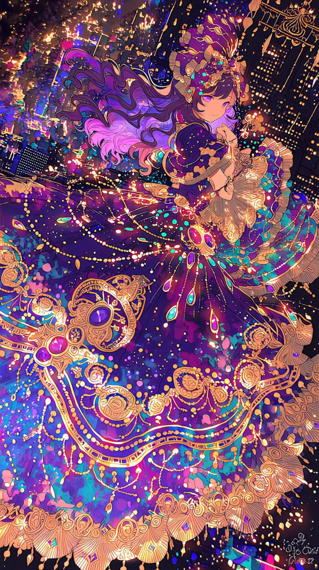夜空に輝く紫色の舞姫