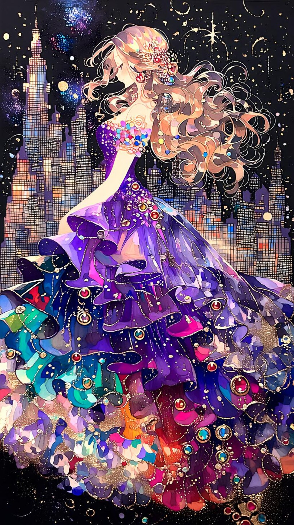 夜空に輝く紫色の舞姫