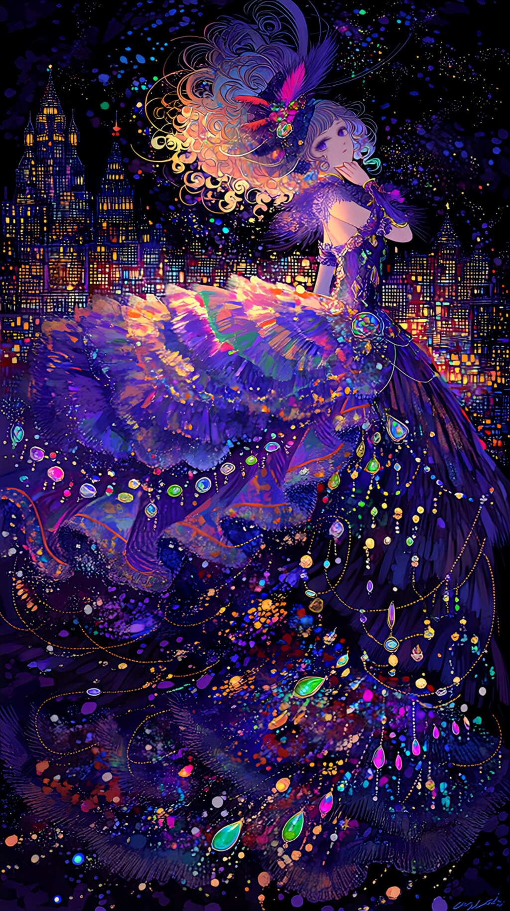 夜空に輝く紫色の舞姫