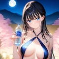 スリングショット水着の葵さんと夜桜 2枚目