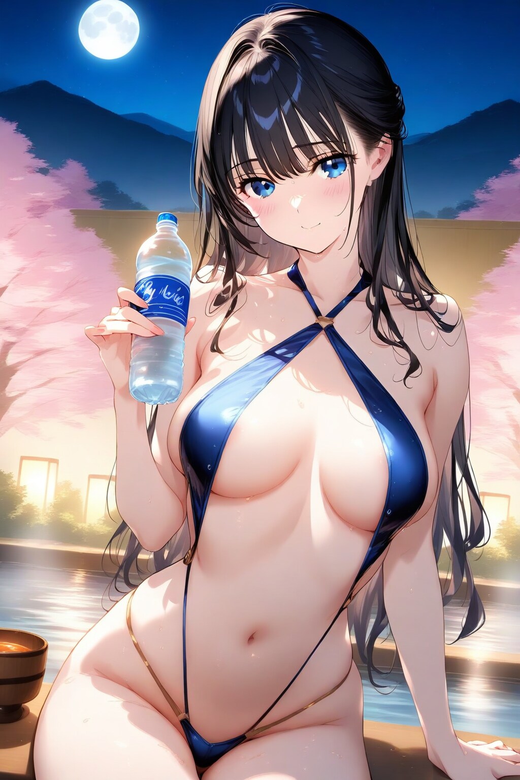 スリングショット水着の葵さんと夜桜