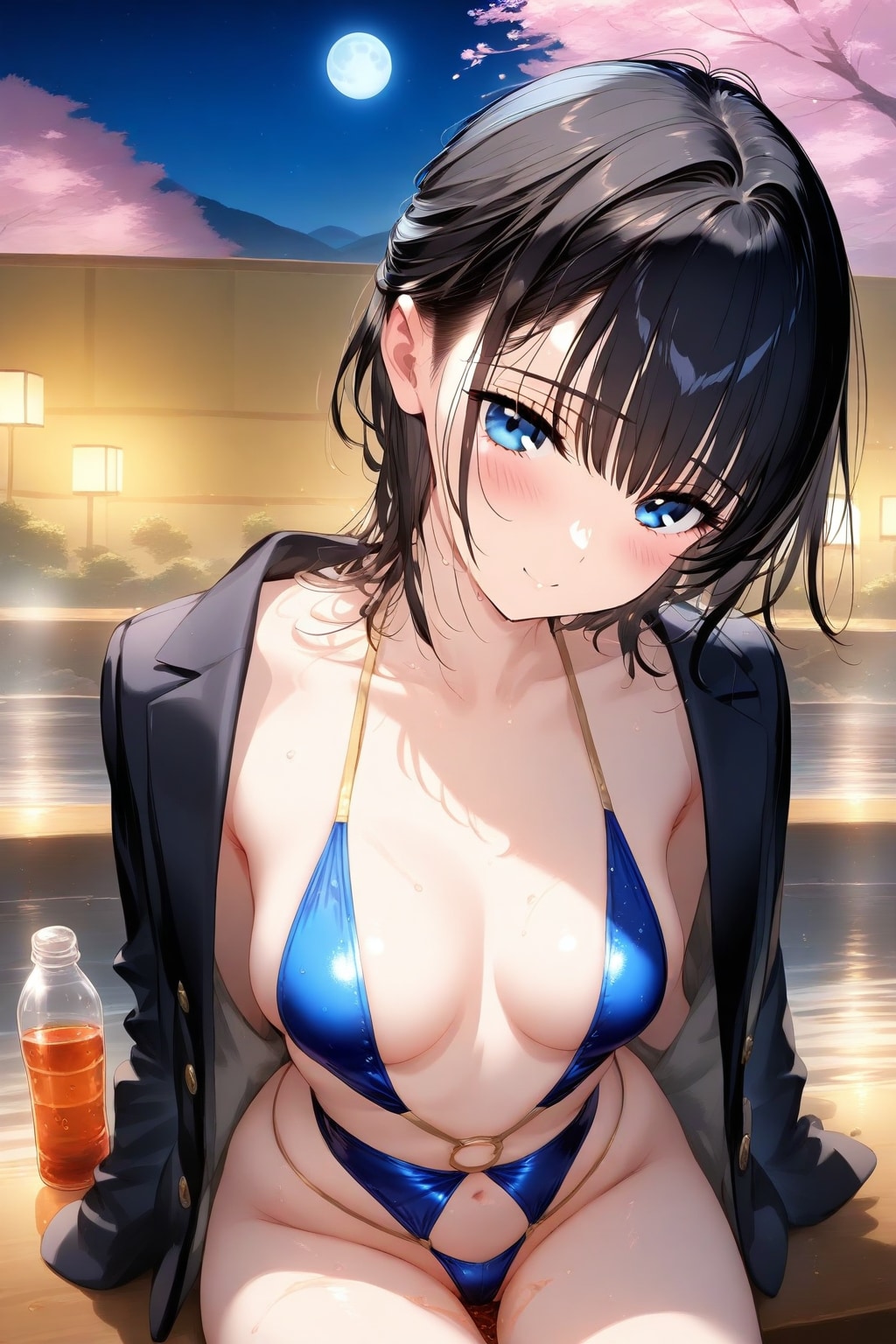 スリングショット水着の葵さんと夜桜