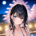 スリングショット水着の葵さんと夜桜 3枚目