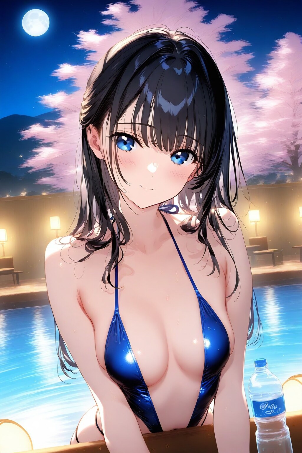 スリングショット水着の葵さんと夜桜