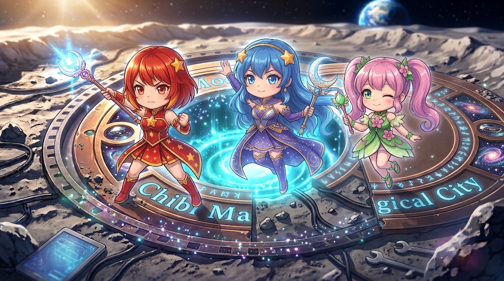 【#マンホールのふた】魔法少女月面基地（ちびキャラVer）