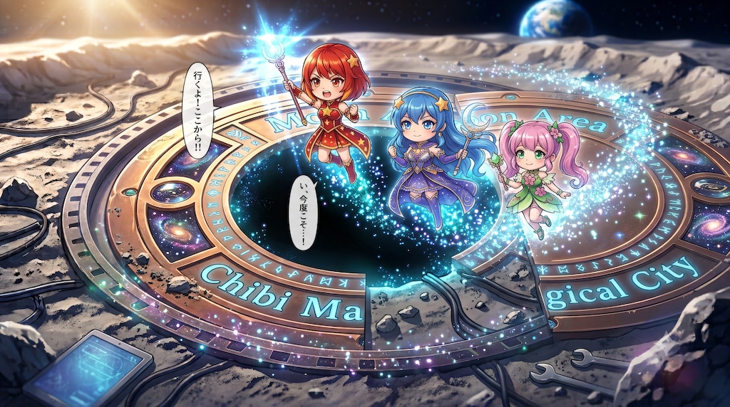 【#マンホールのふた】魔法少女月面基地（ちびキャラVer）