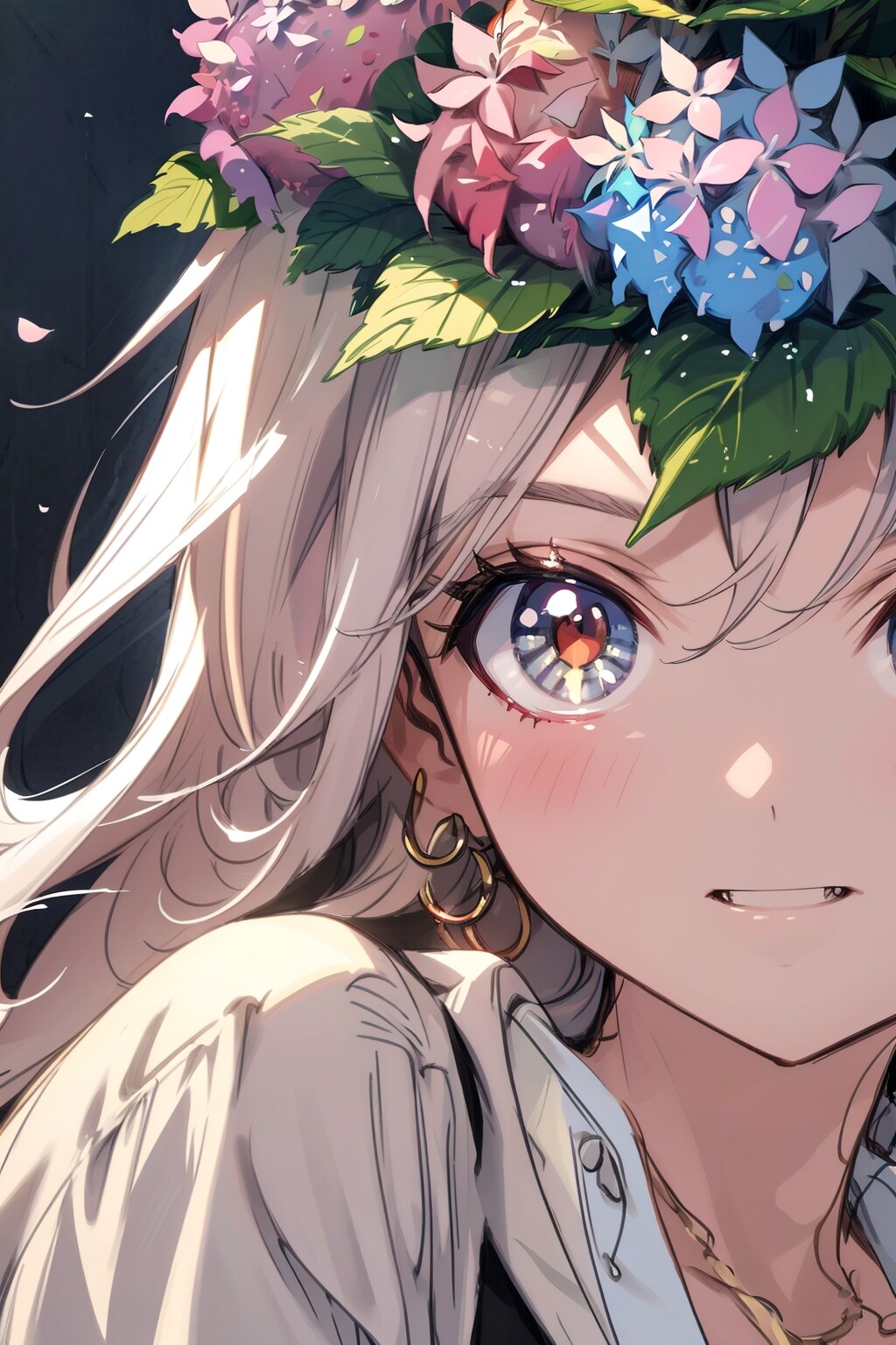 紫陽花と顔アップ