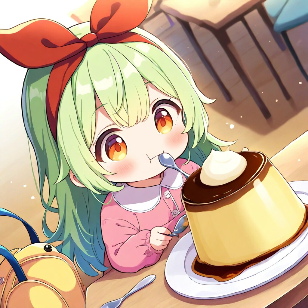 ちびっこがプリン食べているのが好きw