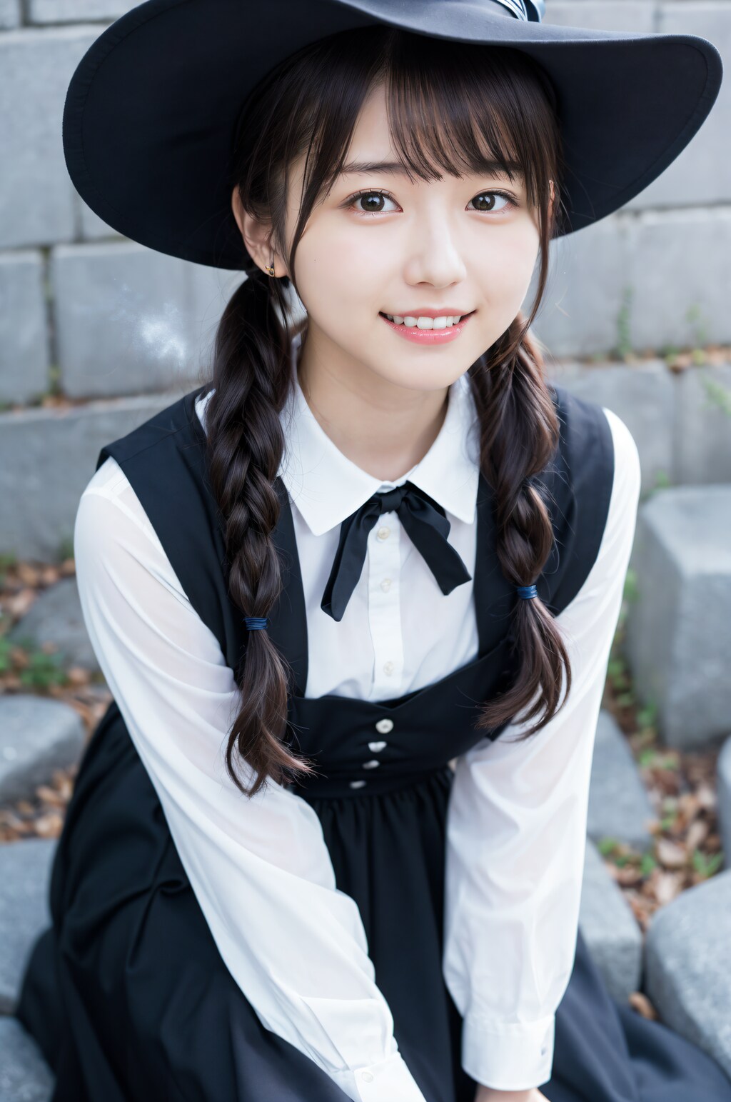 上目遣いの帽子の女の子