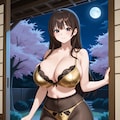 金色下着&パンストの宣子さんと夜桜(PixAI版) 2枚目