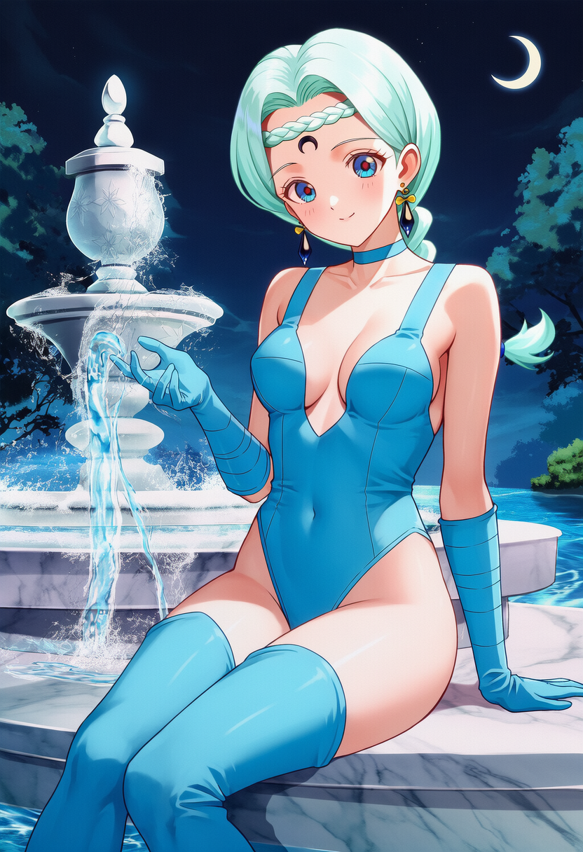 噴水で座るベルチェ